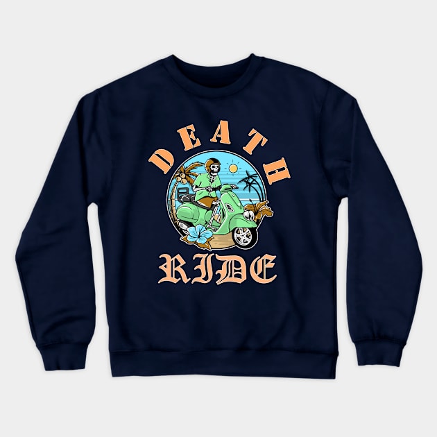 Death Riding Unicorn | Retro Bike Riding Skull Crewneck Sweatshirt by The Crane Kick